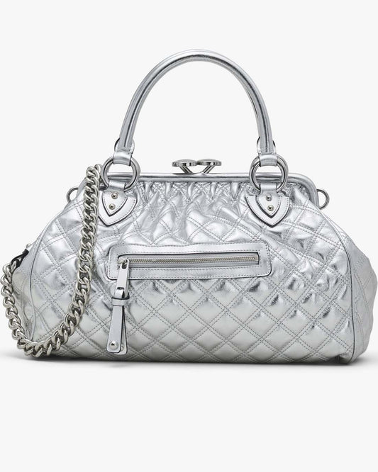 Re-Edition Quilted Metallic Leather Stam Bag Silver Marc Jacobs