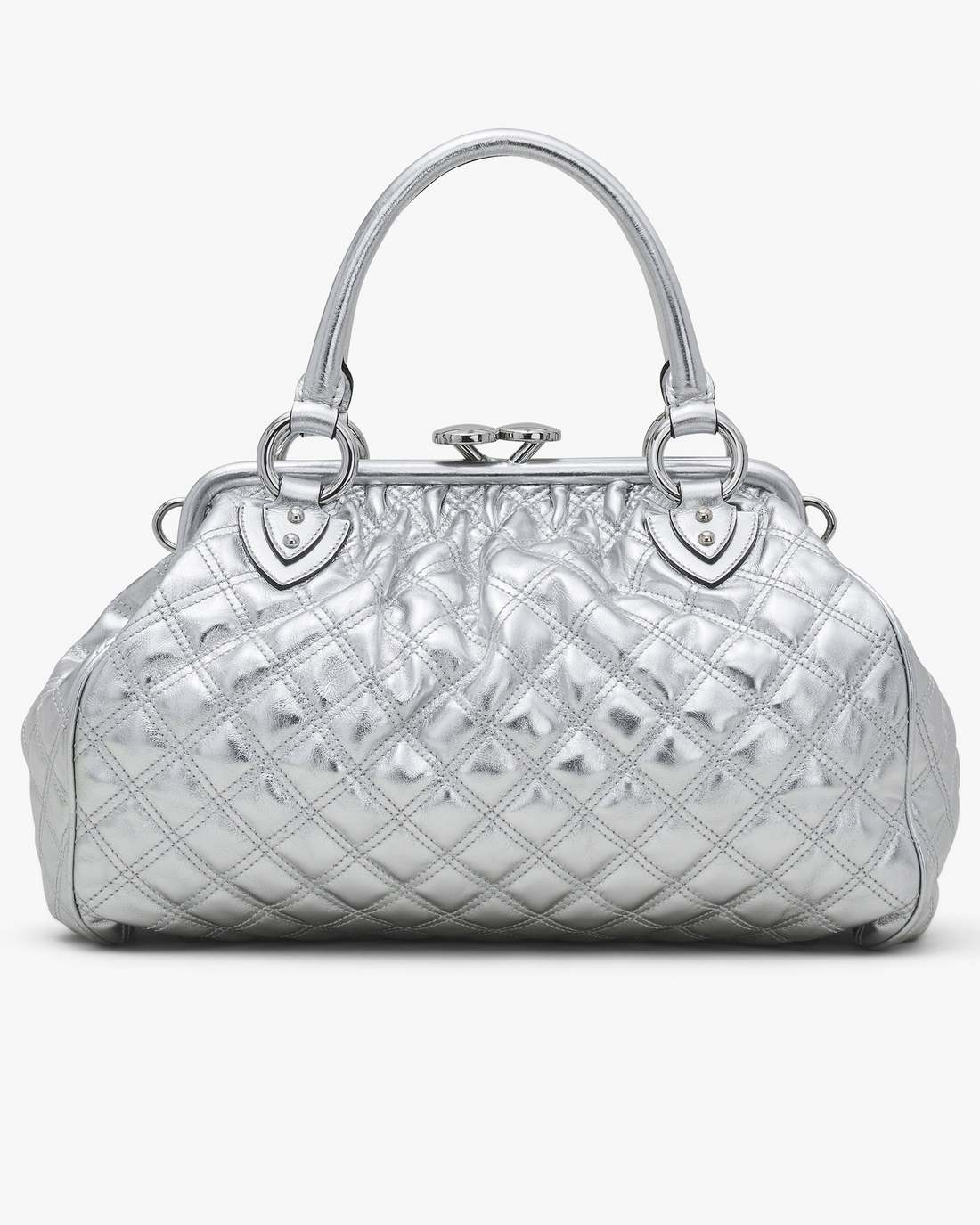 Re-Edition Quilted Metallic Leather Stam Bag Silver Marc Jacobs