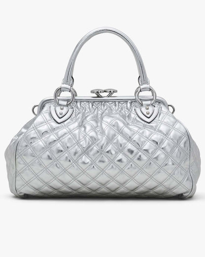 Re-Edition Quilted Metallic Leather Stam Bag Silver Marc Jacobs