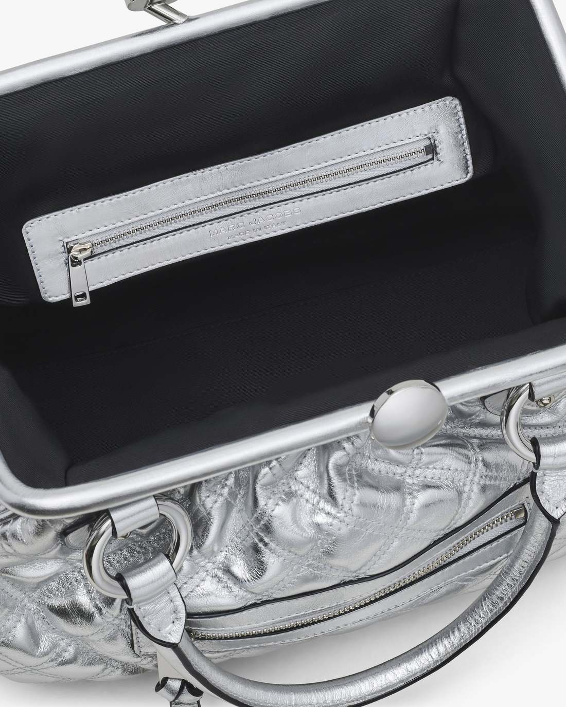 Re-Edition Quilted Metallic Leather Stam Bag Silver Marc Jacobs