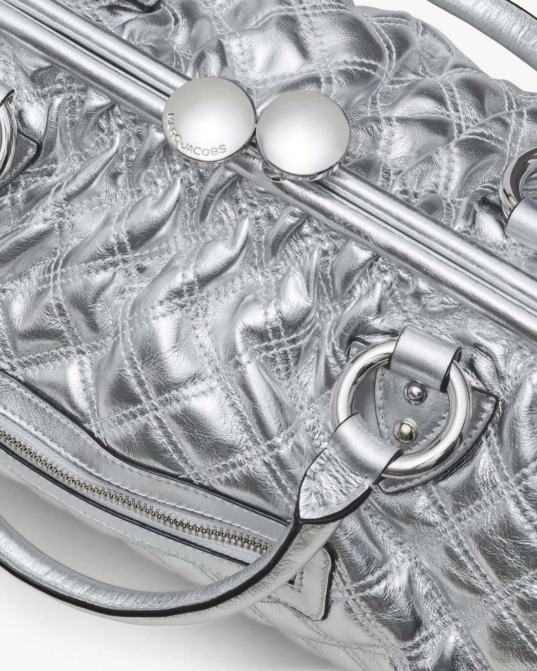 Re-Edition Quilted Metallic Leather Stam Bag Silver Marc Jacobs