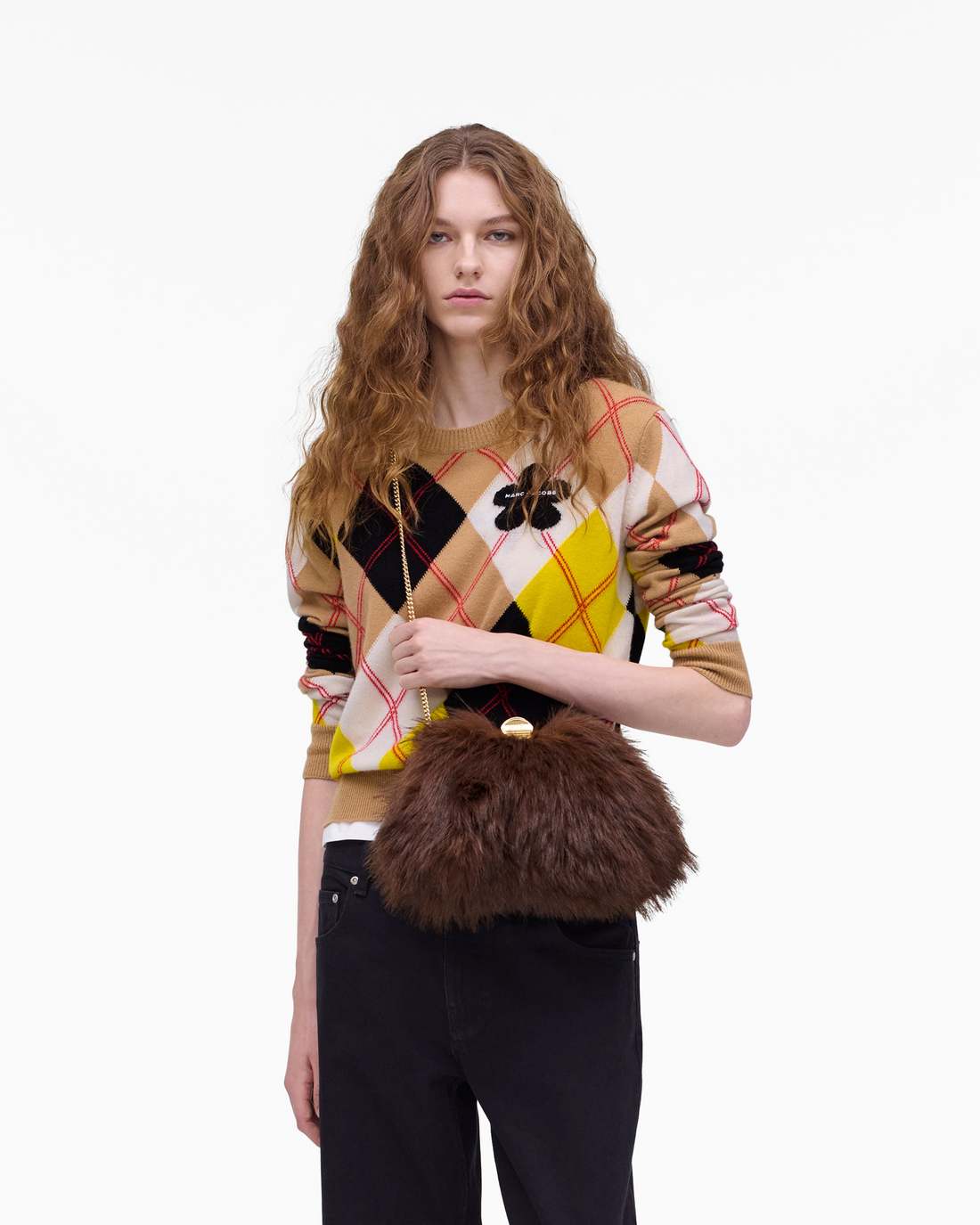 The Faux Fur Glam Small Clutch Dark Brown Marc Jacobs