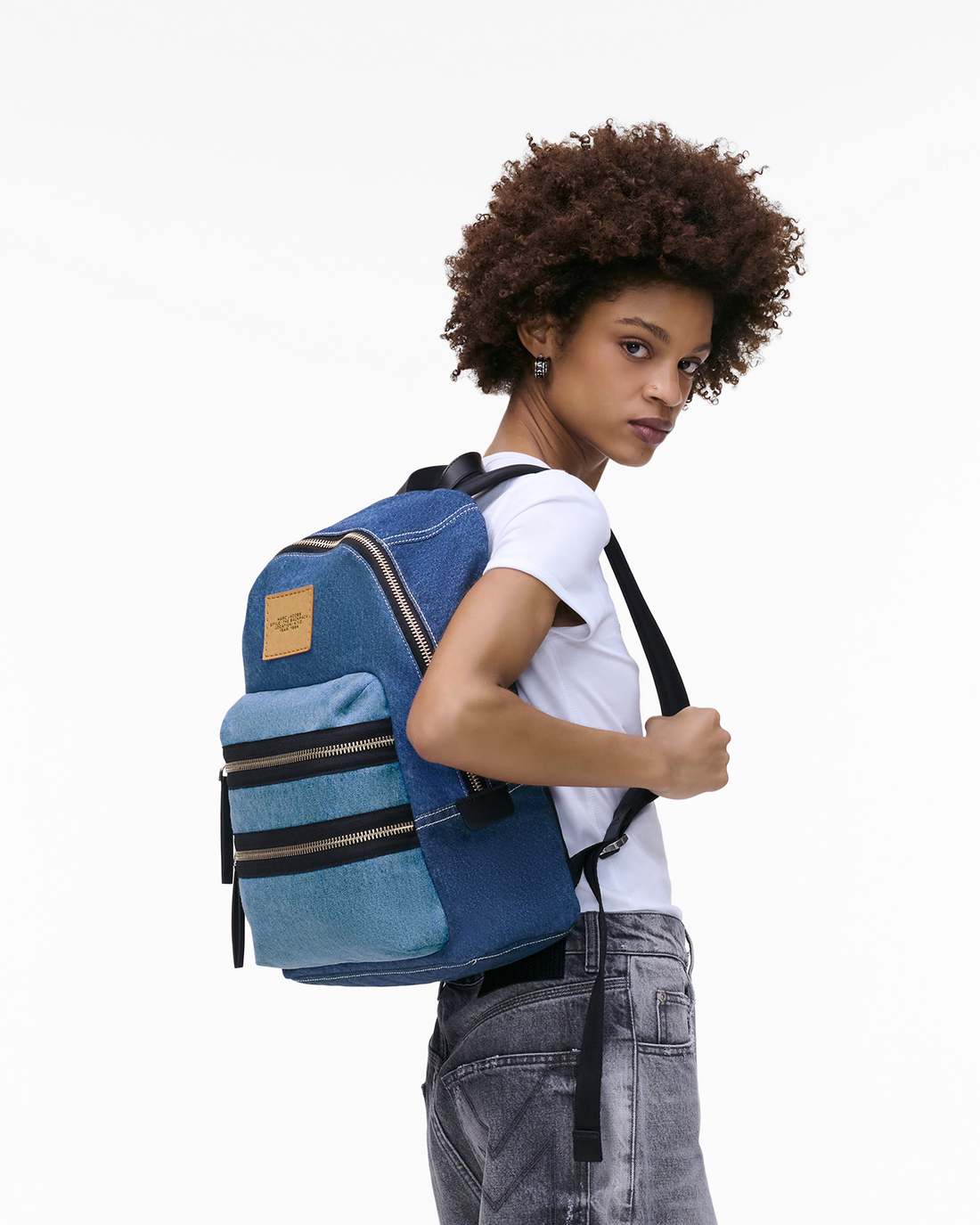 The Biker Colorblock Denim Large Backpack Indigo Multi Marc Jacobs