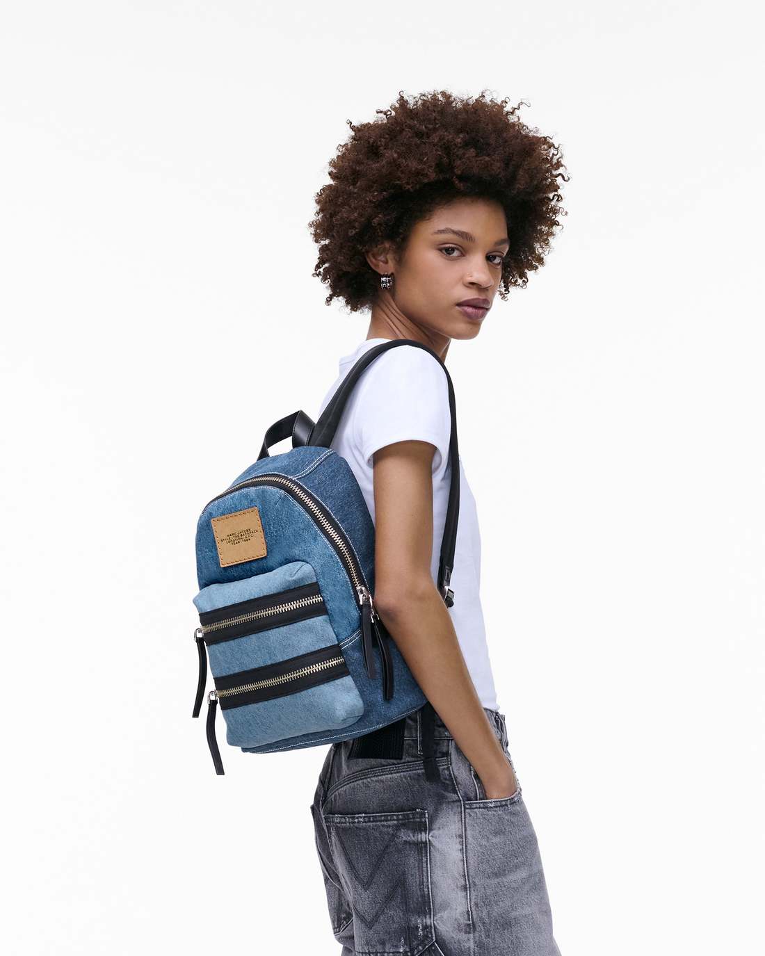 The Biker Colorblock Denim Medium Backpack Indigo Multi Marc Jacobs
