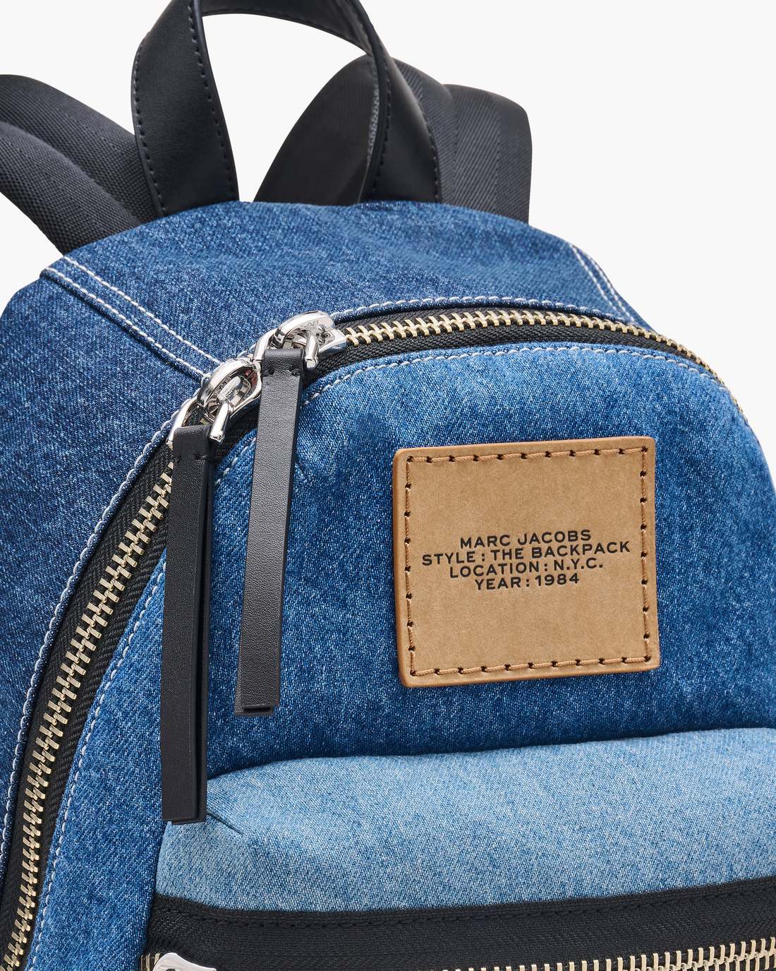The Biker Colorblock Denim Medium Backpack Indigo Multi Marc Jacobs