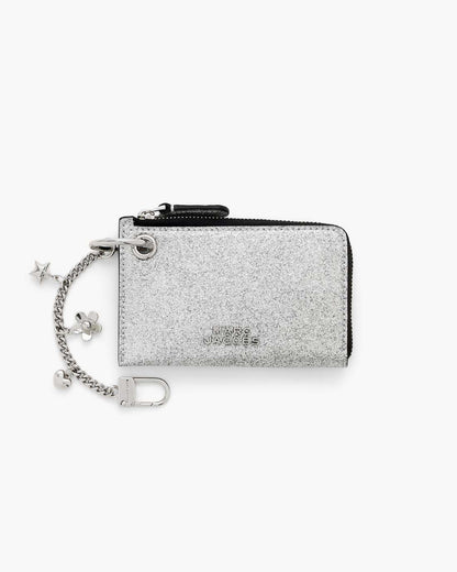 The Coated Glitter Everyday Top Zip Charm Wallet Silver Marc Jacobs