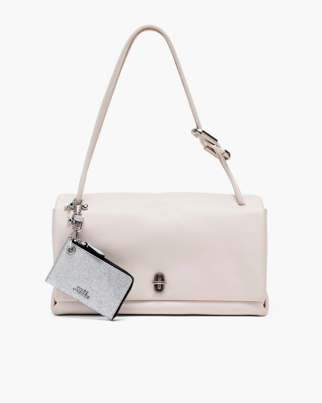 The Coated Glitter Everyday Top Zip Charm Wallet Silver Marc Jacobs