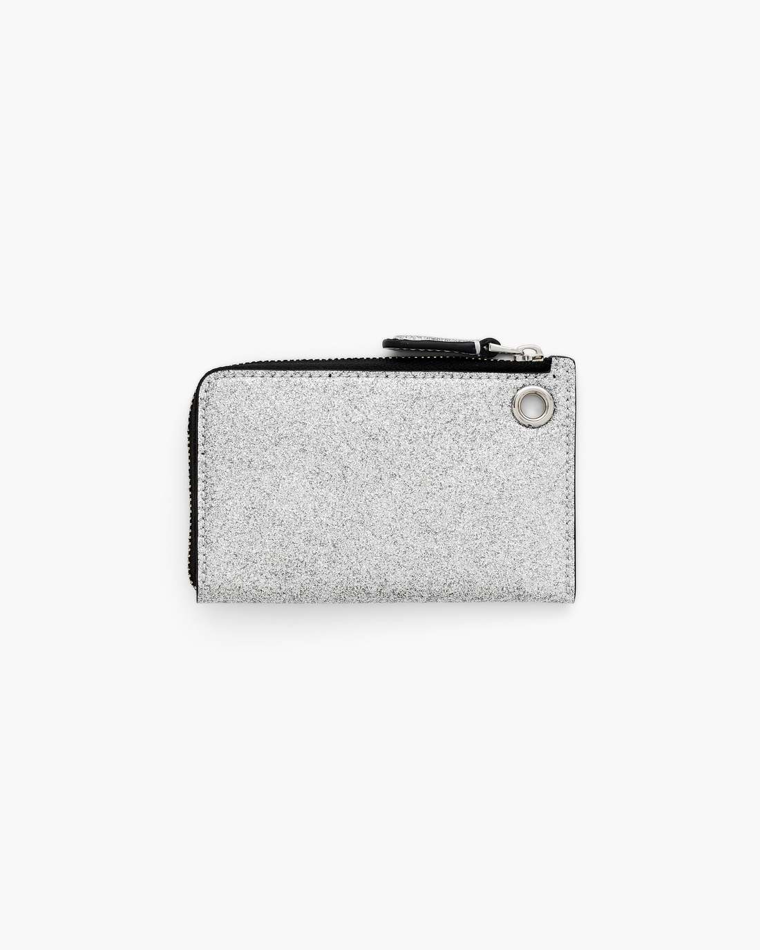 The Coated Glitter Everyday Top Zip Charm Wallet Silver Marc Jacobs