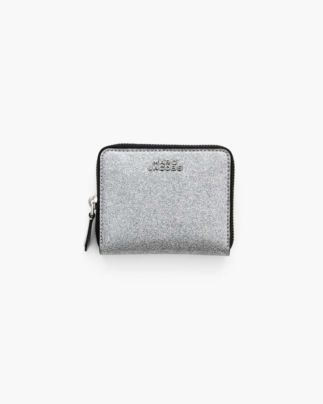 The Coated Glitter Everyday Slim Compact Wallet Silver Marc Jacobs