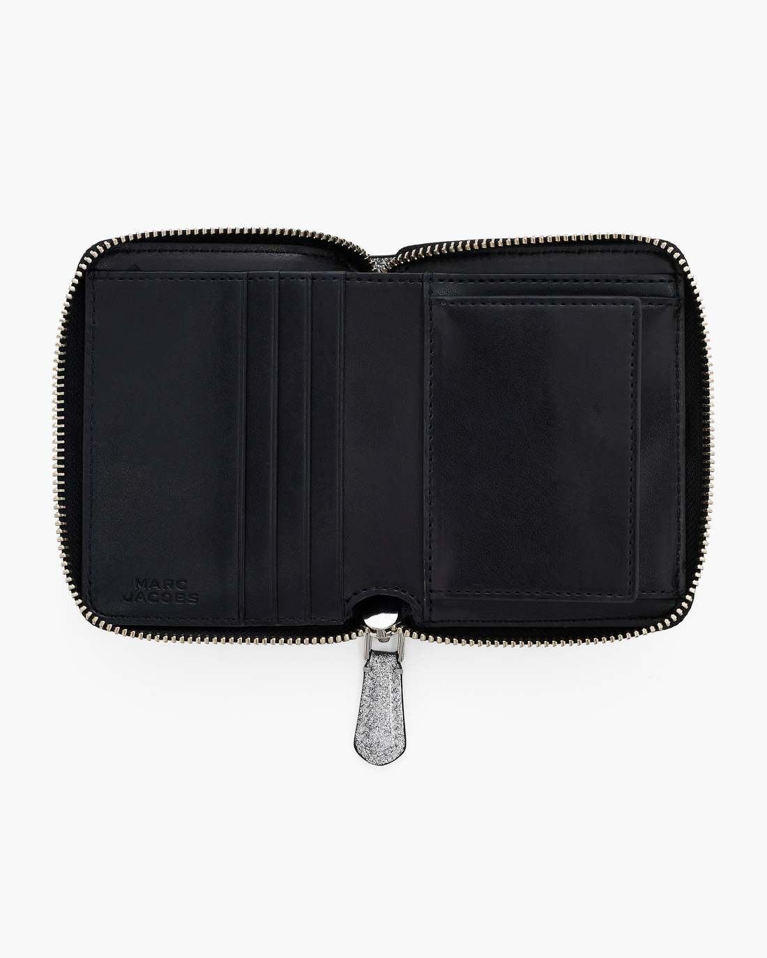 The Coated Glitter Everyday Slim Compact Wallet Silver Marc Jacobs