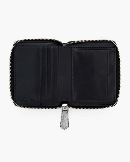 The Coated Glitter Everyday Slim Compact Wallet Silver Marc Jacobs