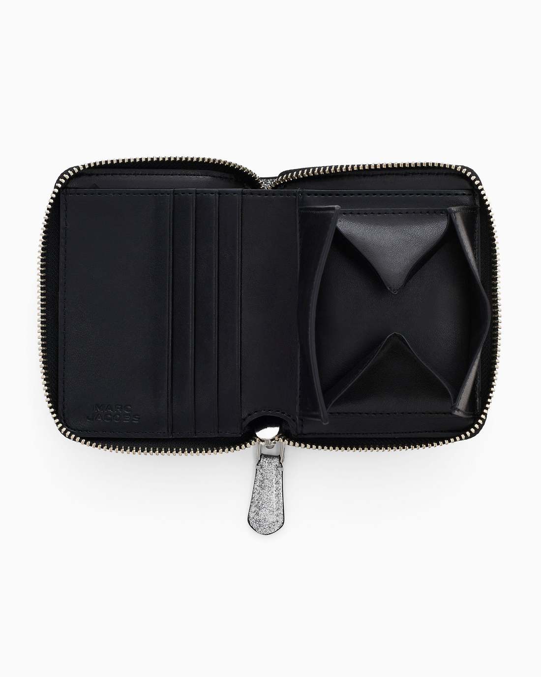 The Coated Glitter Everyday Slim Compact Wallet Silver Marc Jacobs