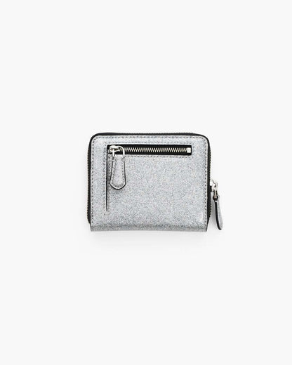 The Coated Glitter Everyday Slim Compact Wallet Silver Marc Jacobs