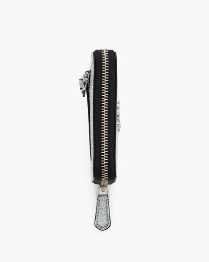 The Coated Glitter Everyday Slim Compact Wallet Silver Marc Jacobs