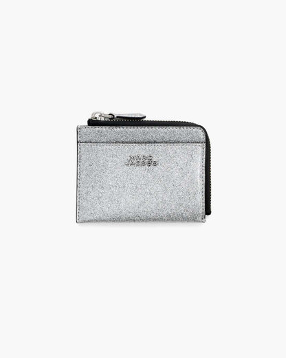 The Coated Glitter Everyday Top Zip Wallet Silver Marc Jacobs