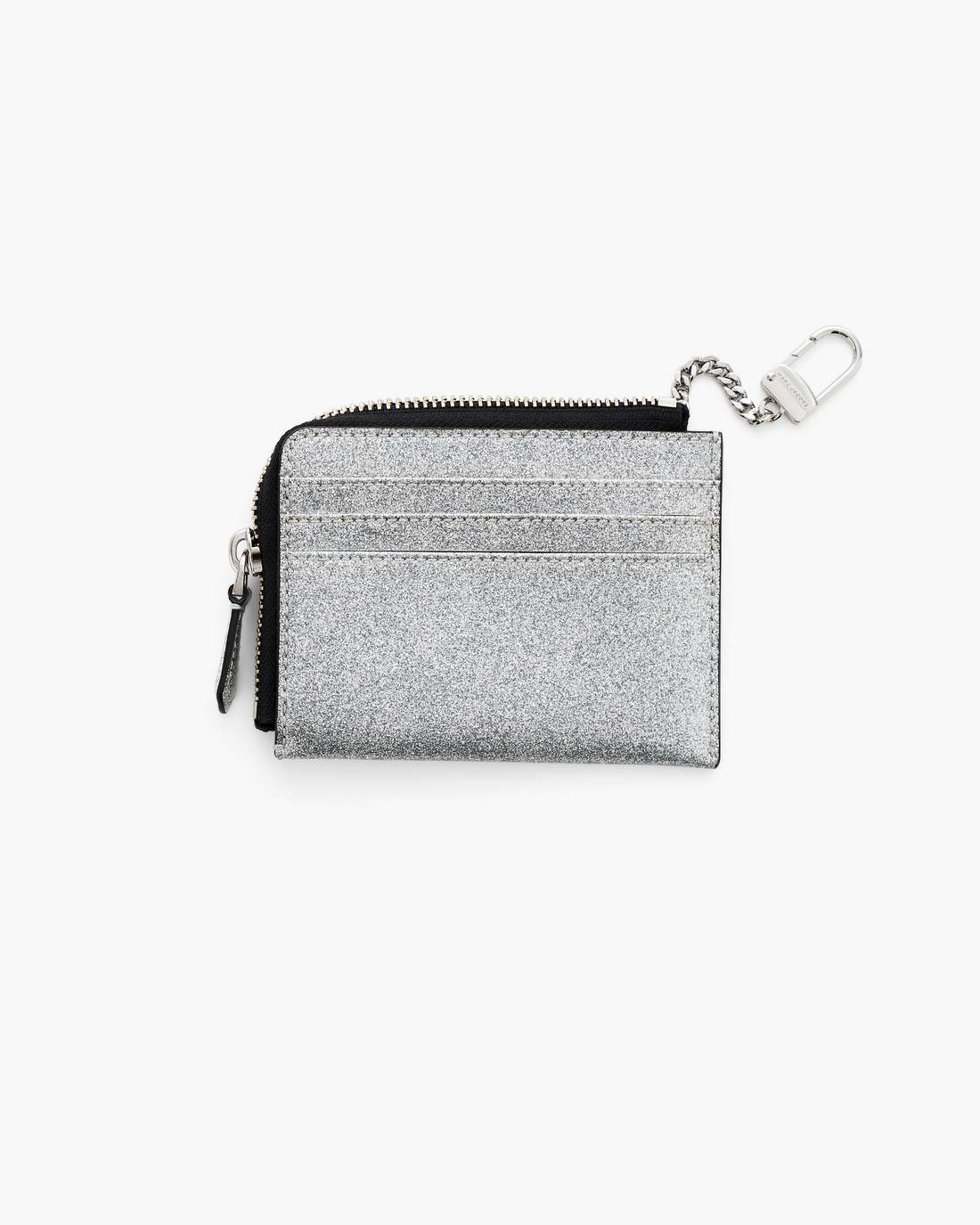 The Coated Glitter Everyday Top Zip Wallet Silver Marc Jacobs