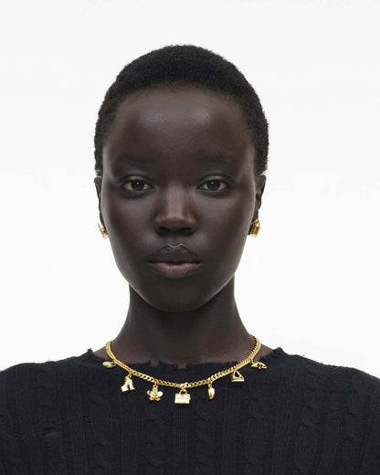 The Mini Icon Charm Necklace Light Antique Gold Marc Jacobs