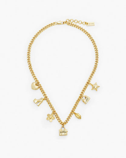 The Mini Icon Charm Necklace Light Antique Gold Marc Jacobs