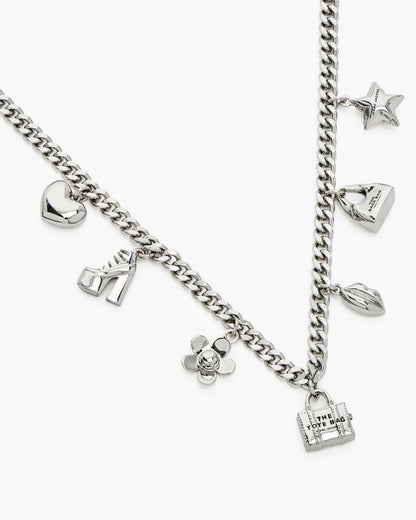 The Mini Icon Charm Necklace Light Antique Silver Marc Jacobs