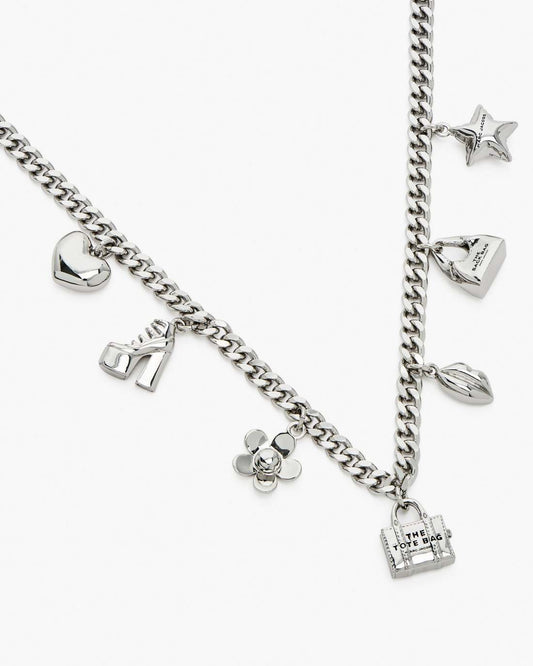 The Mini Icon Charm Necklace Light Antique Silver Marc Jacobs