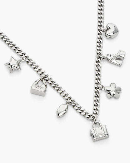 The Mini Icon Charm Necklace Light Antique Silver Marc Jacobs