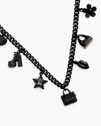 Mini Icon Pave Charm Necklace Black/Black Crystal Marc Jacobs