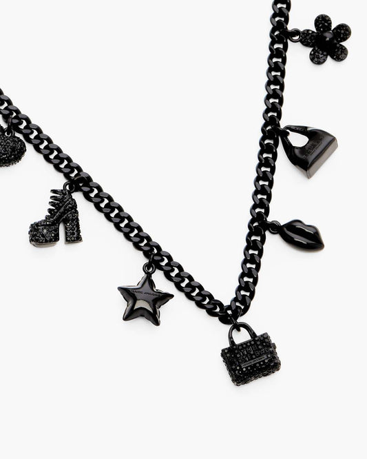 Mini Icon Pave Charm Necklace Black/Black Crystal Marc Jacobs