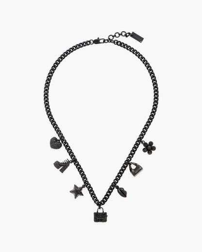 Mini Icon Pave Charm Necklace Black/Black Crystal Marc Jacobs