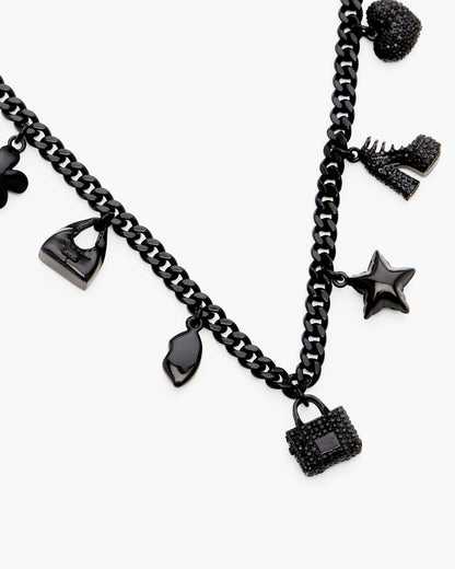 Mini Icon Pave Charm Necklace Black/Black Crystal Marc Jacobs