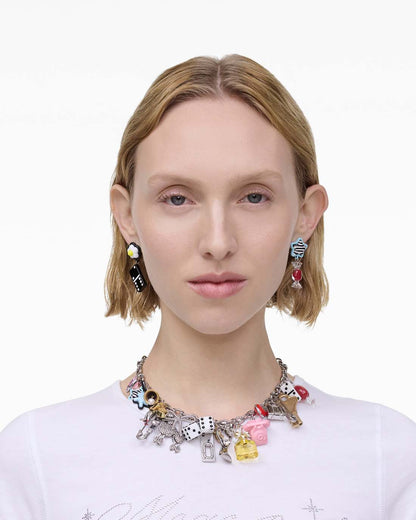 The Sticker Charm Statement Necklace Silver Multi Marc Jacobs