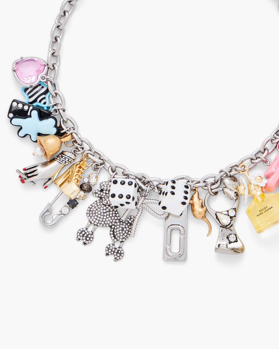 The Sticker Charm Statement Necklace Silver Multi Marc Jacobs
