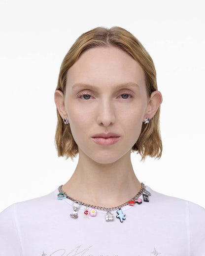 The Sticker Charm Necklace Silver Multi Marc Jacobs