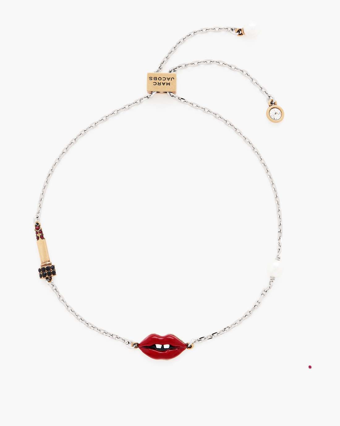 The Lips Slider Bracelet Silver/Red Marc Jacobs