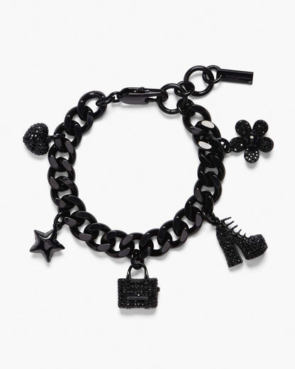 The Pave Mini Icon Charm Bracelet Black/Black Crystal Marc Jacobs
