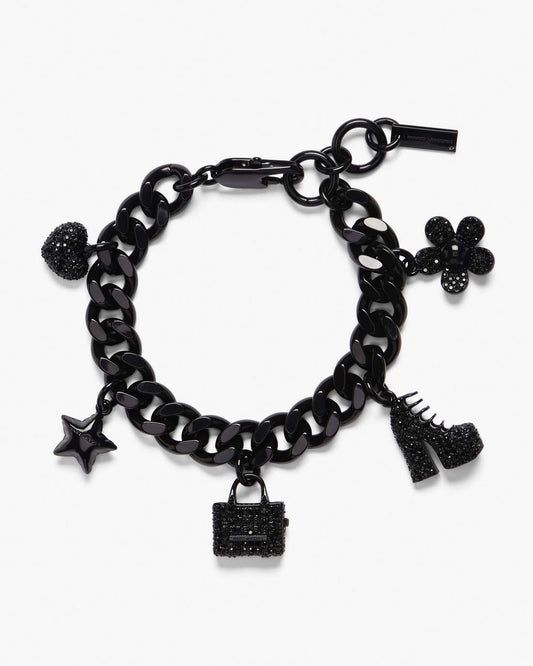 The Pave Mini Icon Charm Bracelet Black/Black Crystal Marc Jacobs