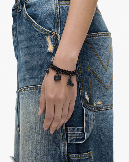 The Pave Mini Icon Charm Bracelet Black/Black Crystal Marc Jacobs