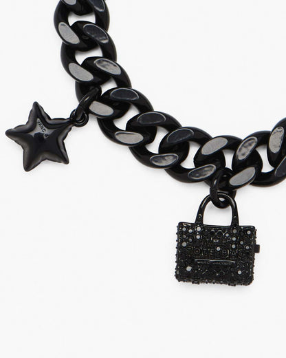 The Pave Mini Icon Charm Bracelet Black/Black Crystal Marc Jacobs
