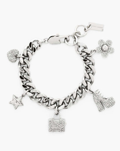 The Pave Mini Icon Charm Bracelet Silver/Crystal Marc Jacobs