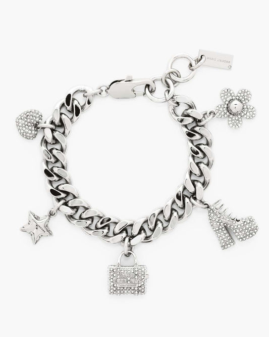 The Pave Mini Icon Charm Bracelet Silver/Crystal Marc Jacobs