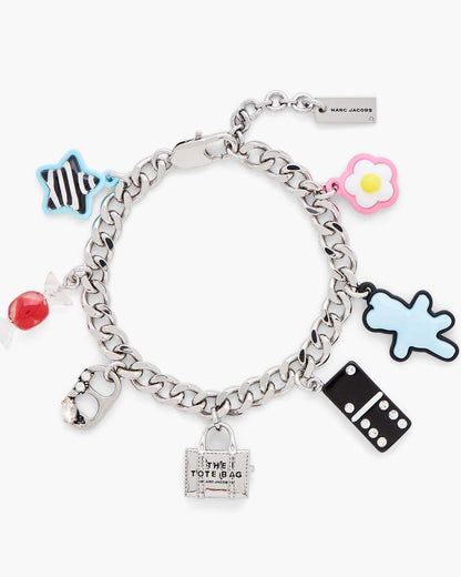 The Sticker Charm Bracelet Silver Multi Marc Jacobs