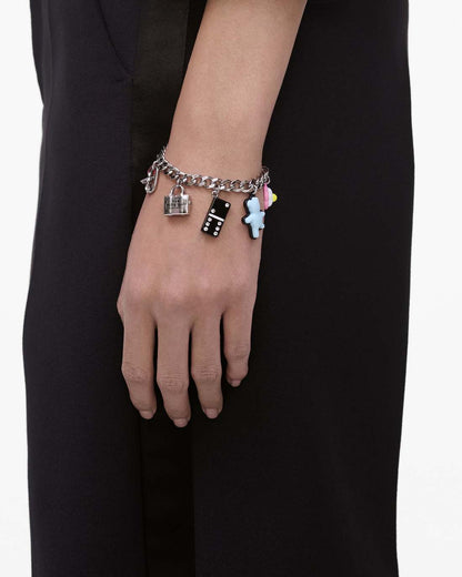The Sticker Charm Bracelet Silver Multi Marc Jacobs