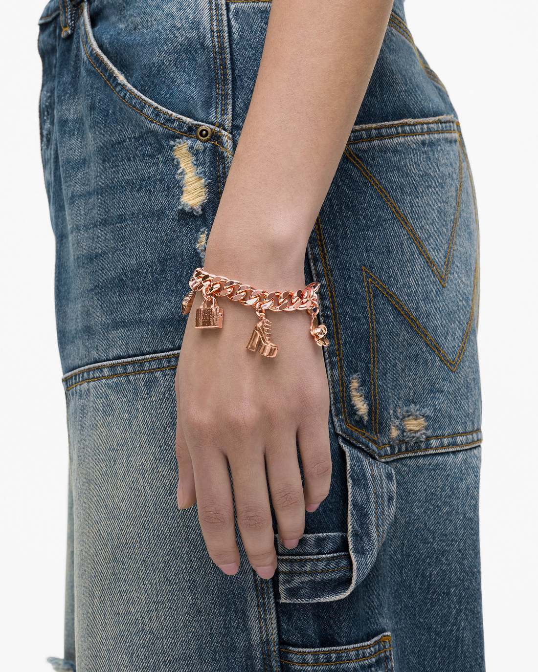 The Mini Icon Charm Bracelet Antique Rose Gold Marc Jacobs