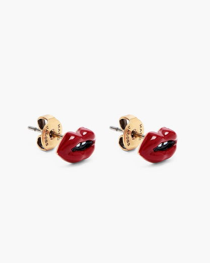 The Lips Stud Earrings Gold/Red Marc Jacobs