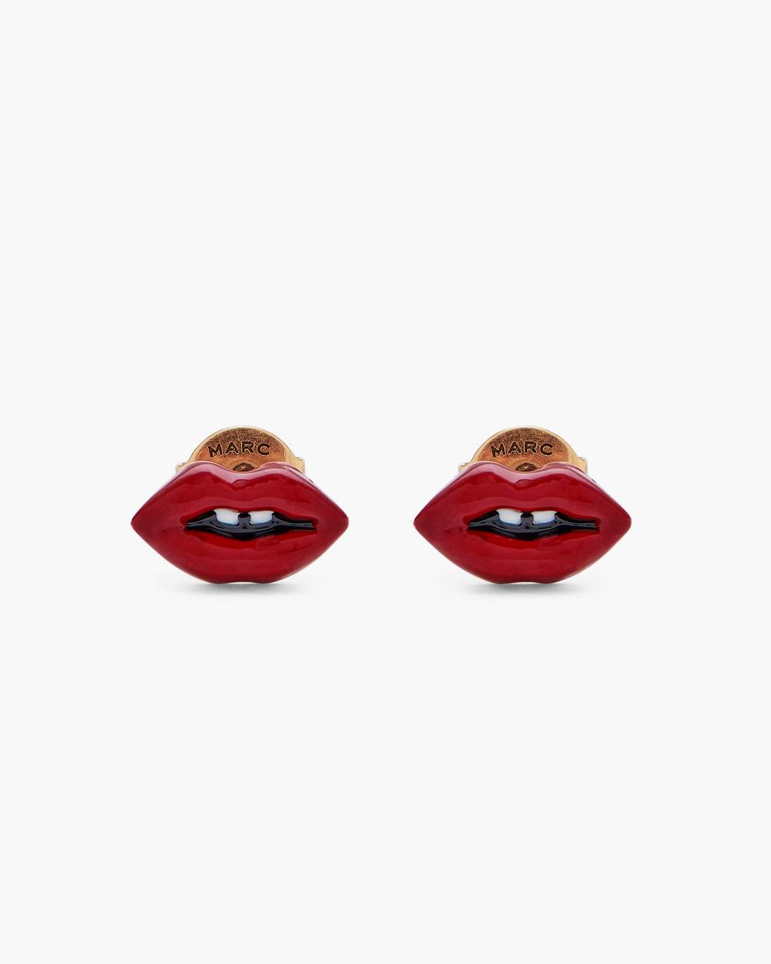 The Lips Stud Earrings Gold/Red Marc Jacobs