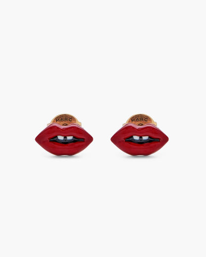 The Lips Stud Earrings Gold/Red Marc Jacobs