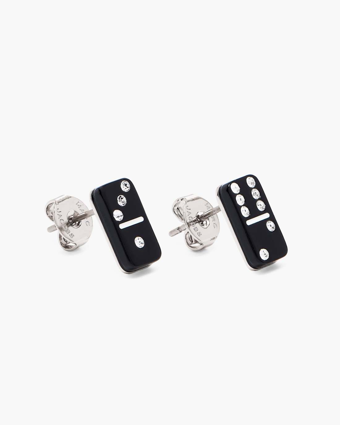 The Domino Stud Earrings Silver/Black Marc Jacobs