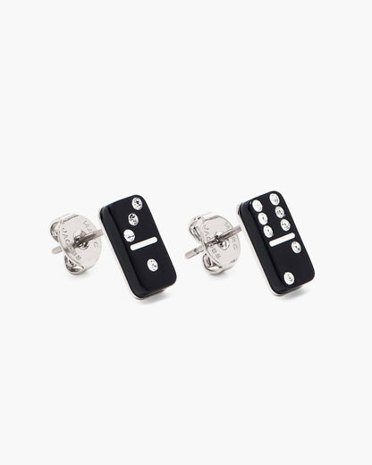 The Domino Stud Earrings Silver/Black Marc Jacobs