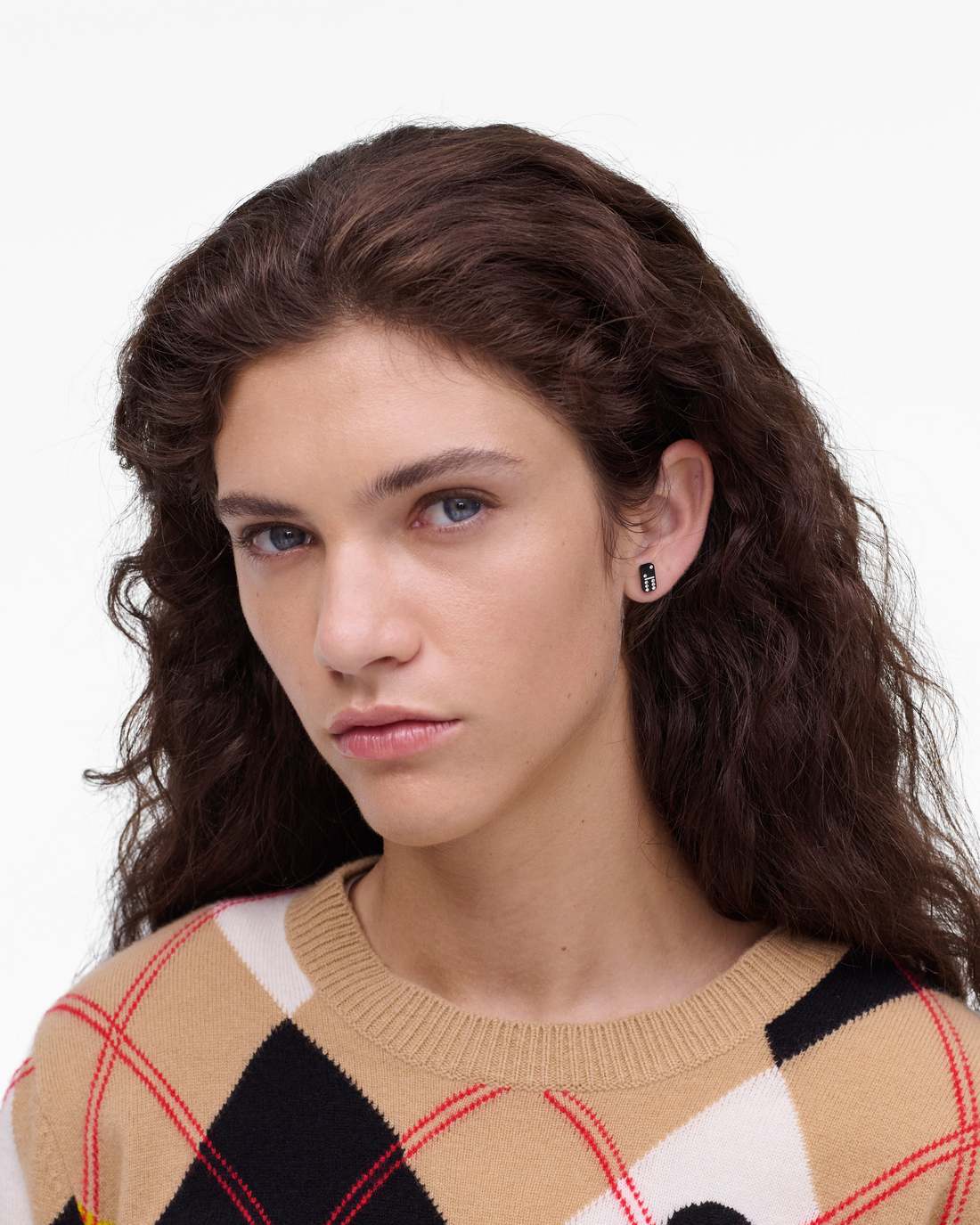 The Domino Stud Earrings Silver/Black Marc Jacobs