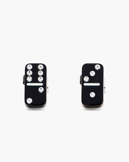 The Domino Stud Earrings Silver/Black Marc Jacobs