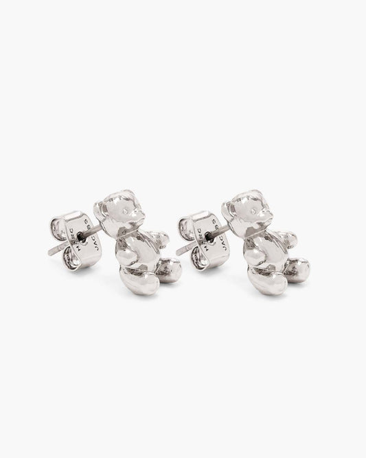The Teddy Bear Stud Earrings Light Antique Silver Marc Jacobs